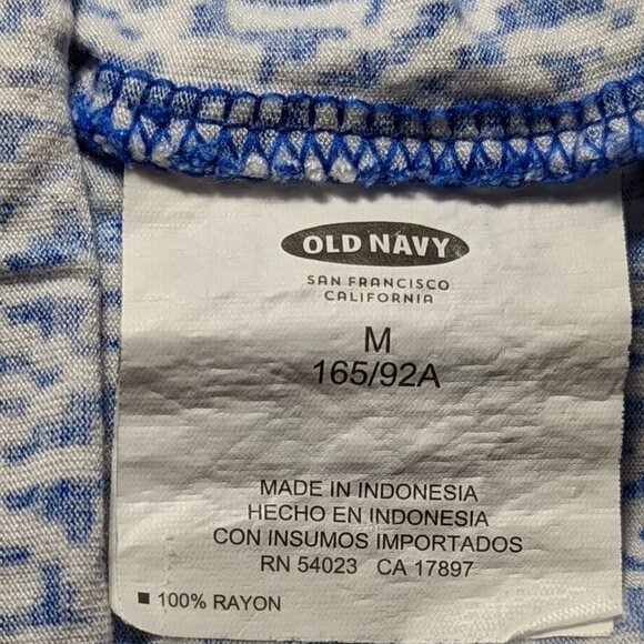 OLD NAVY Aztec Print Round Neck Short Sleeve T-Shirt Blue and White Size Medium - Picture 7 of 11